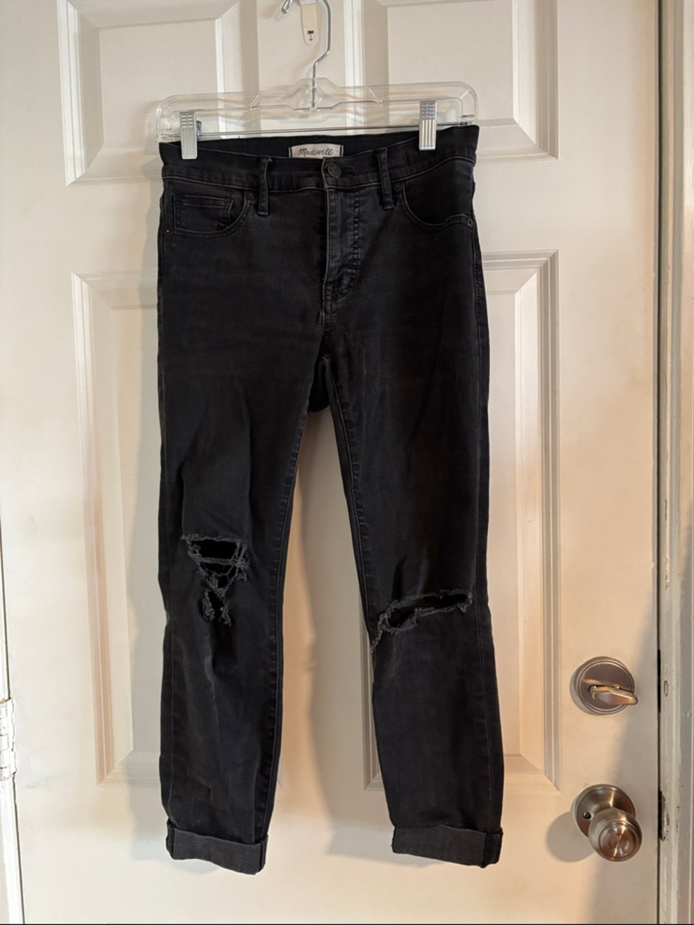Madewell 9” high rise distressed skinny jeans